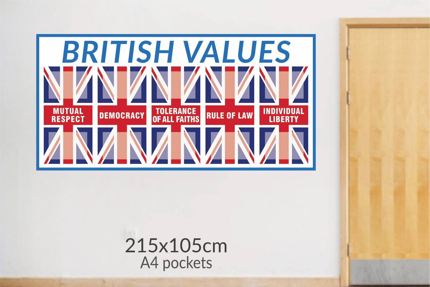 BRITISH VALUES noticeboard - FOAMEX 5mm - PVC pockets