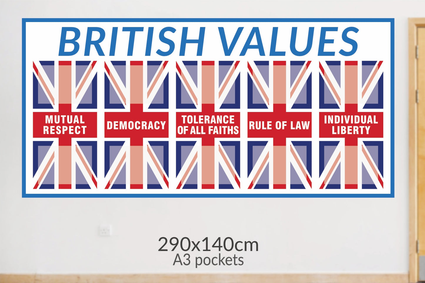 BRITISH VALUES noticeboard - FOAMEX 5mm - PVC pockets