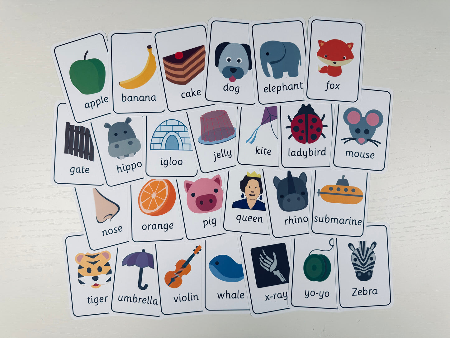 ALPHABET Phonics Cards 10x15cm laminated matt coated 350gsm paper