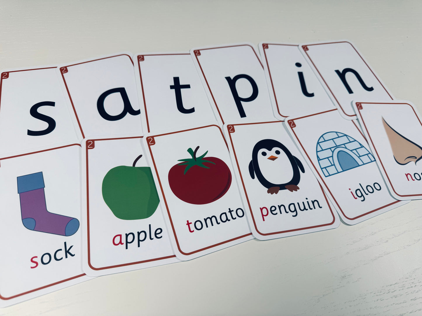 PHASE 2 Phonics Cards 10x15cm laminated matt coated 350gsm paper