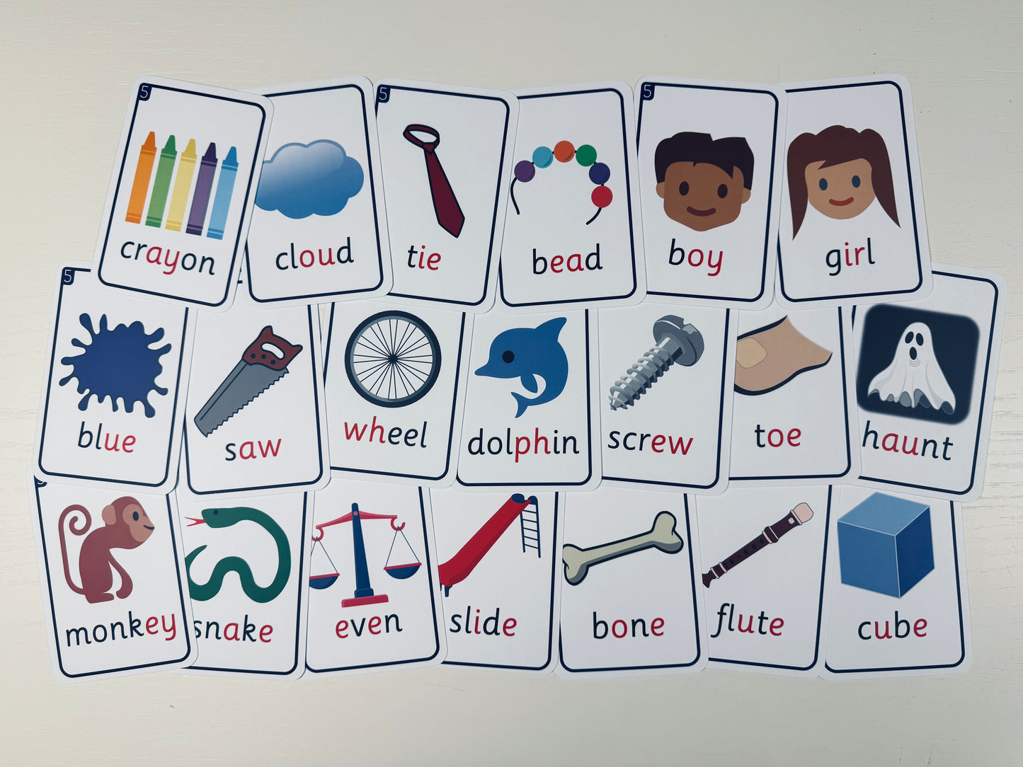 PHASE 5 Phonics Cards 10x15cm laminated matt coated 350gsm paper