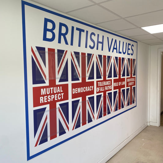 BRITISH VALUES noticeboard - FOAMEX 5mm - PVC pockets