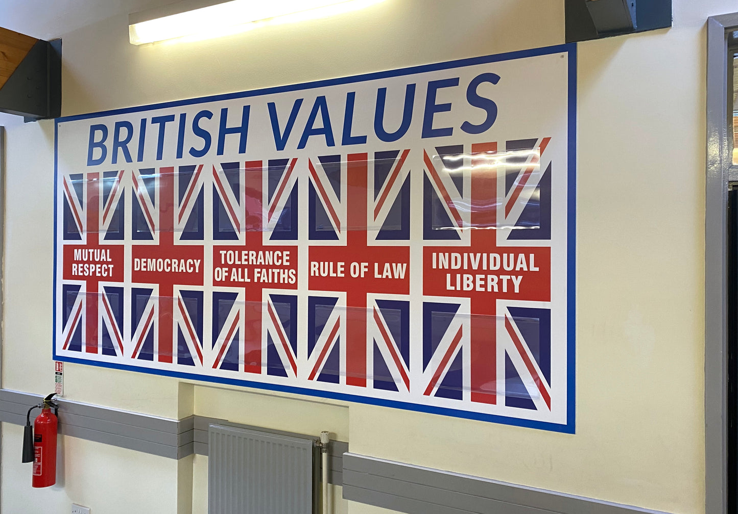 BRITISH VALUES noticeboard - FOAMEX 5mm - PVC pockets