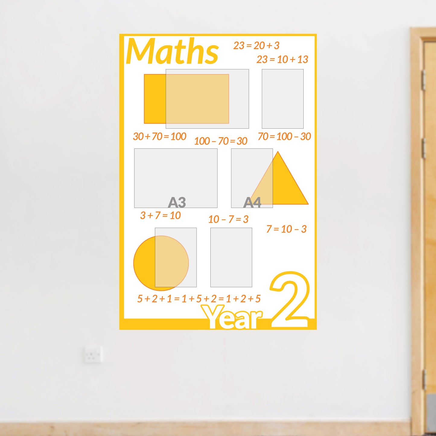 Maths Year 2 noticeboard 150x100cm Foamex 5mm