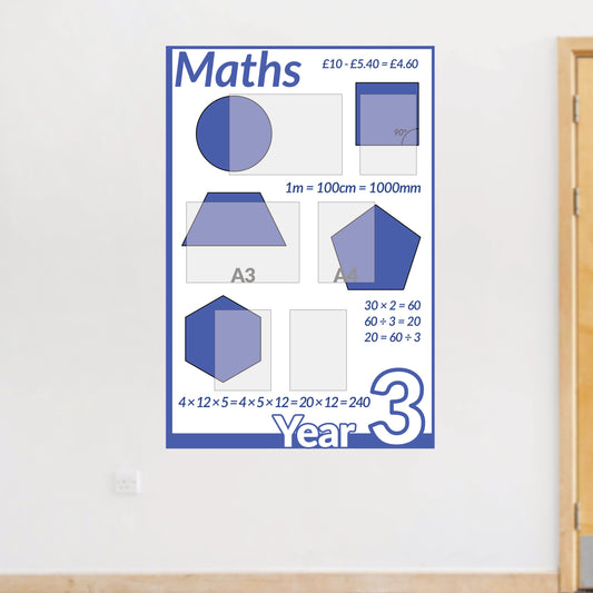 Maths Year 3 noticeboard 150x100cm Foamex 5mm