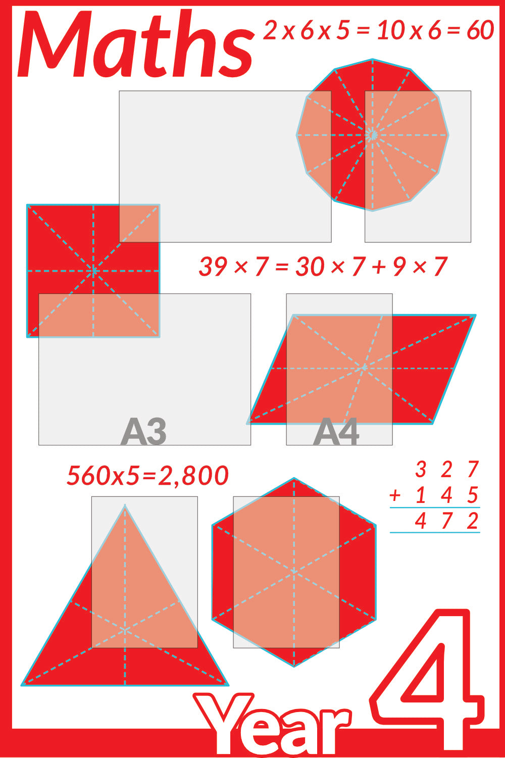 Maths Year 4 noticeboard 150x100cm Foamex 5mm