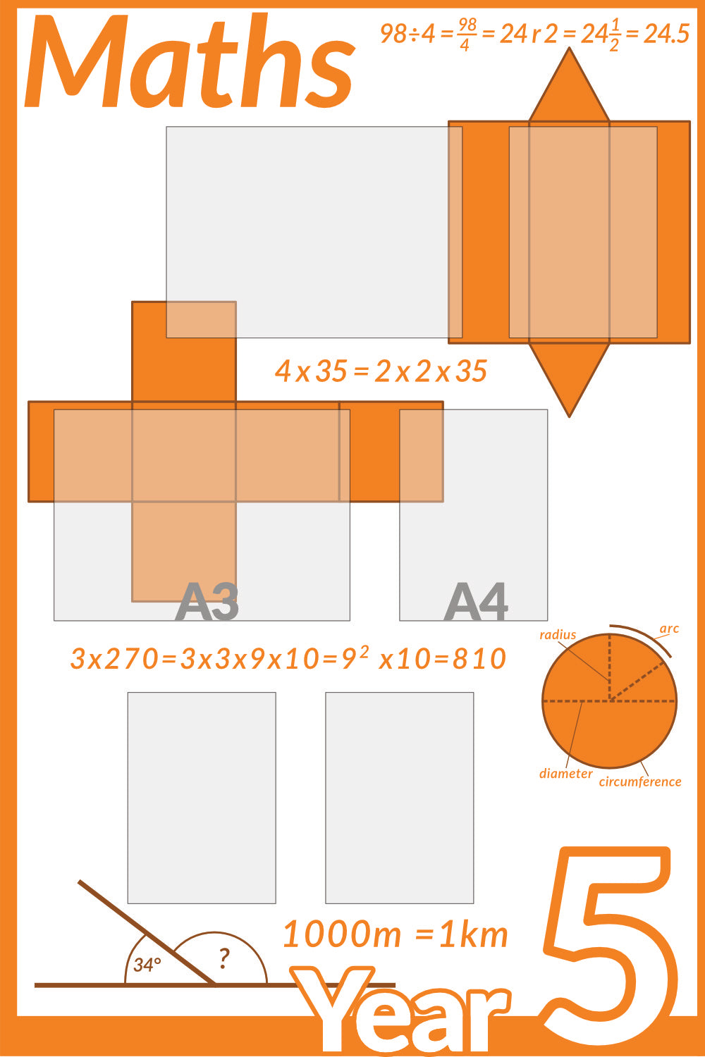 Maths Year 5 noticeboard 150x100cm Foamex 5mm