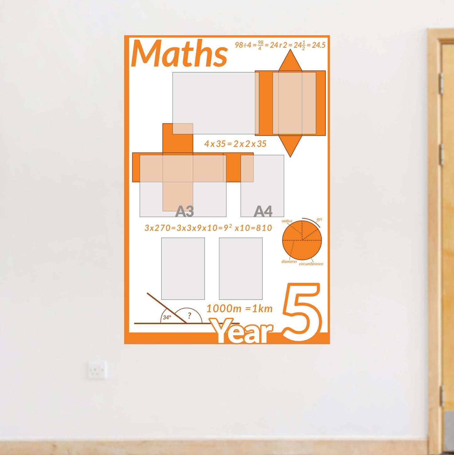 Maths Year 5 noticeboard 150x100cm Foamex 5mm