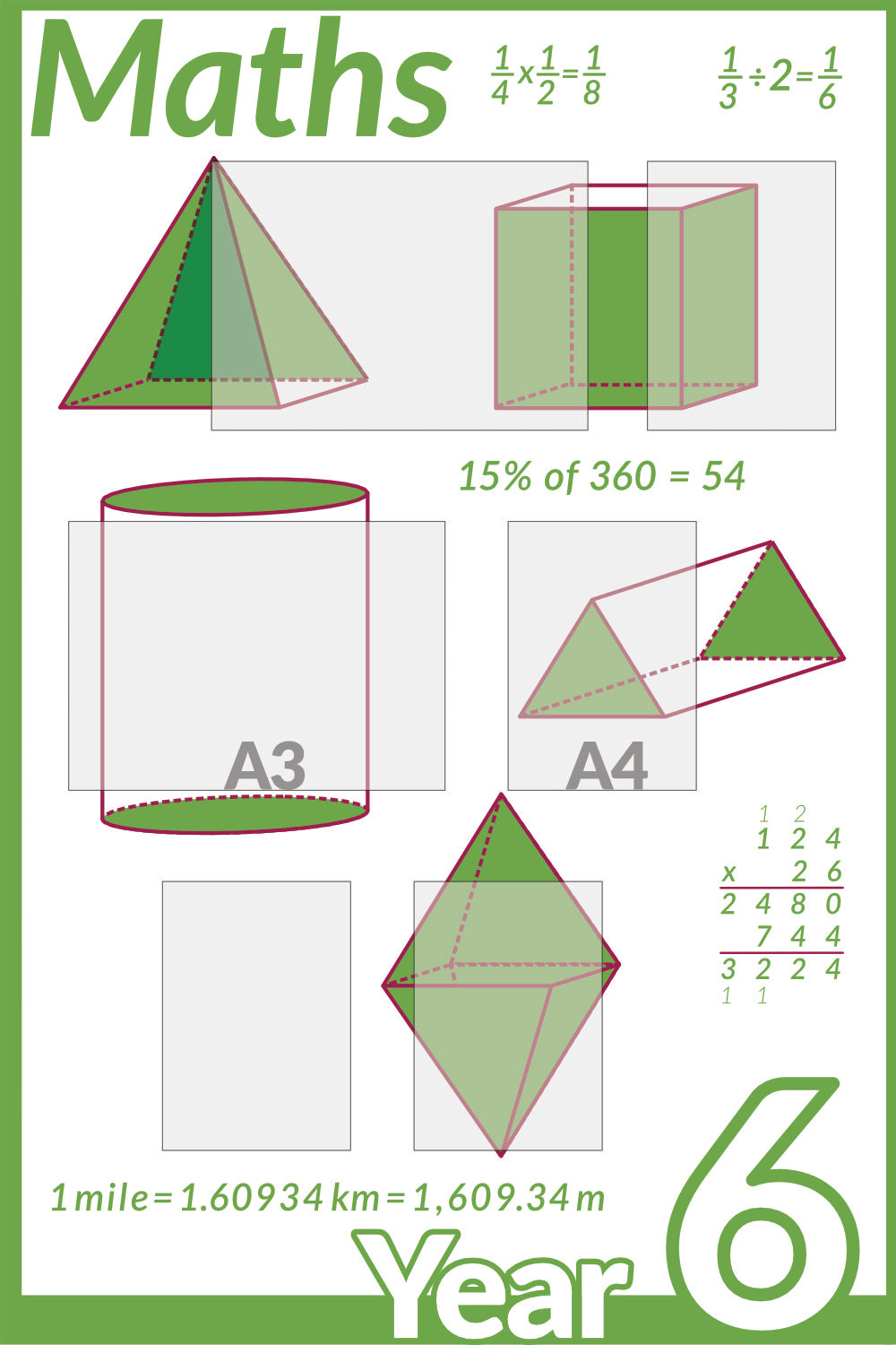 Maths Year 6 noticeboard 150x100cm Foamex 5mm