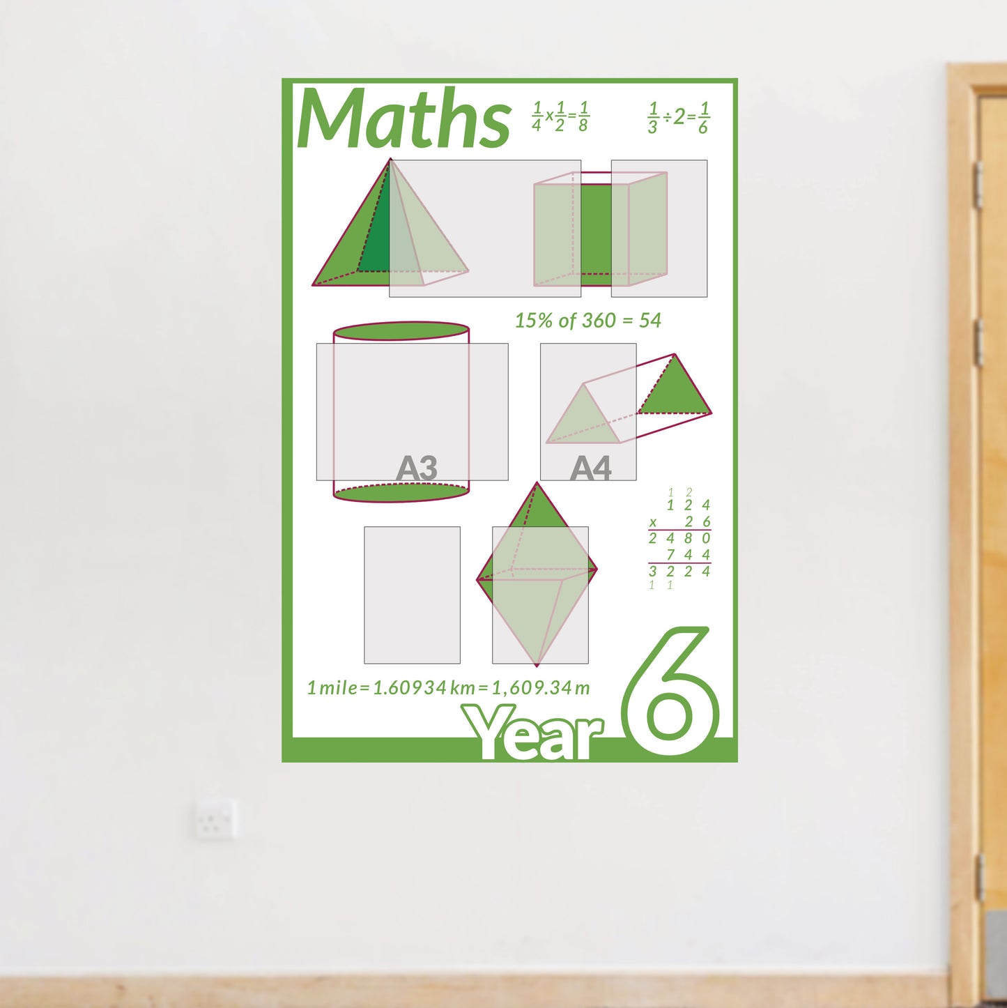 Maths Year 6 noticeboard 150x100cm Foamex 5mm