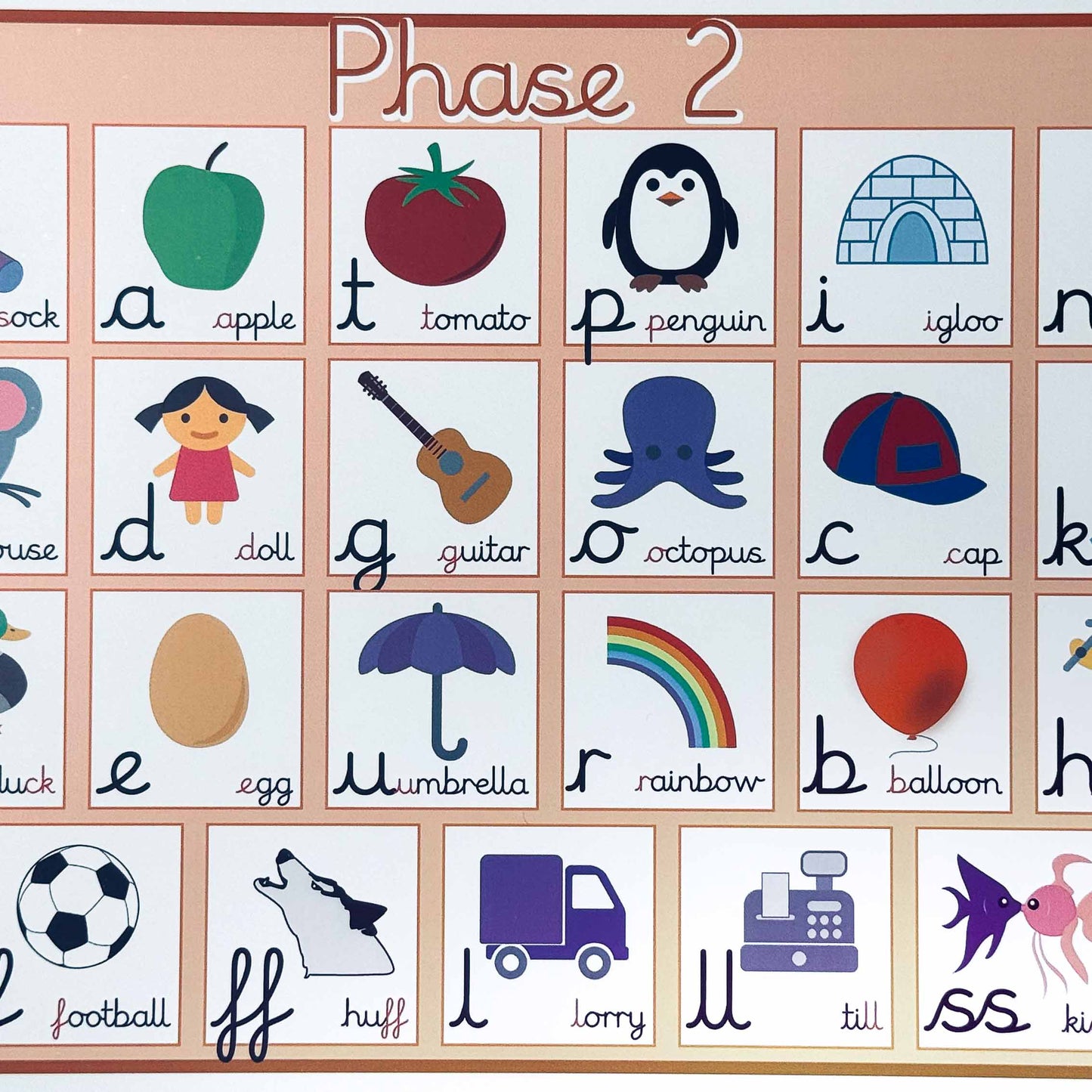 PHASE 2 Phonics Card A4 size double side print laminated matt coated 350gsm paper