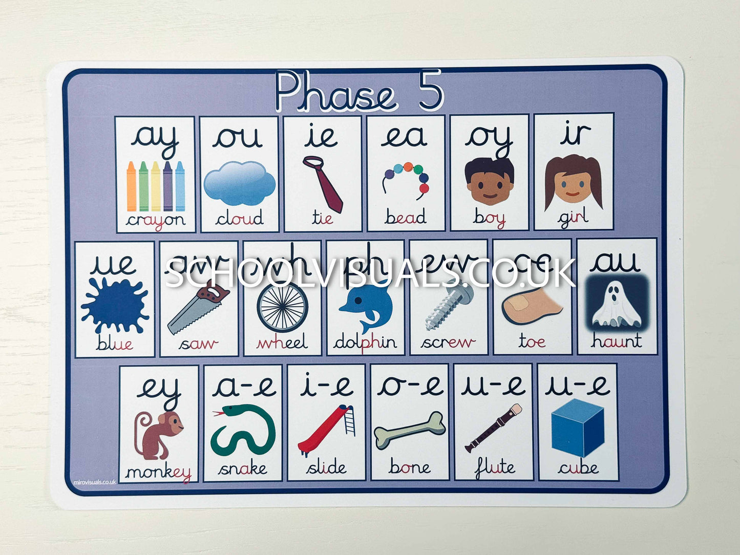 PHASE 5 Phonics Card A4 size double side print laminated matt coated 350gsm paper