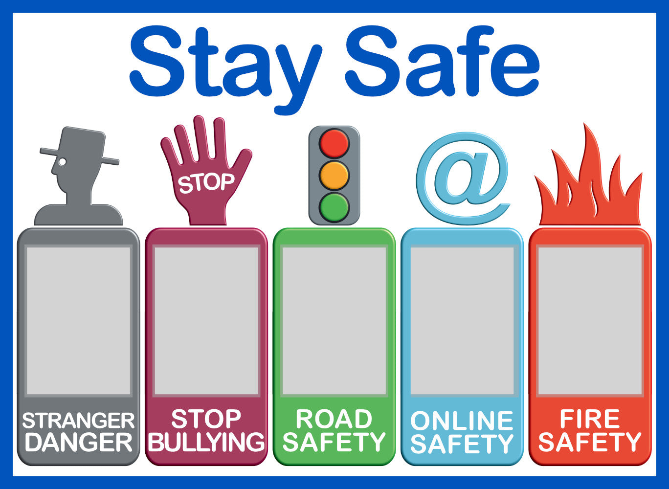 STAY SAFE noticeboard FOAMEX 5mm - 130x95cm