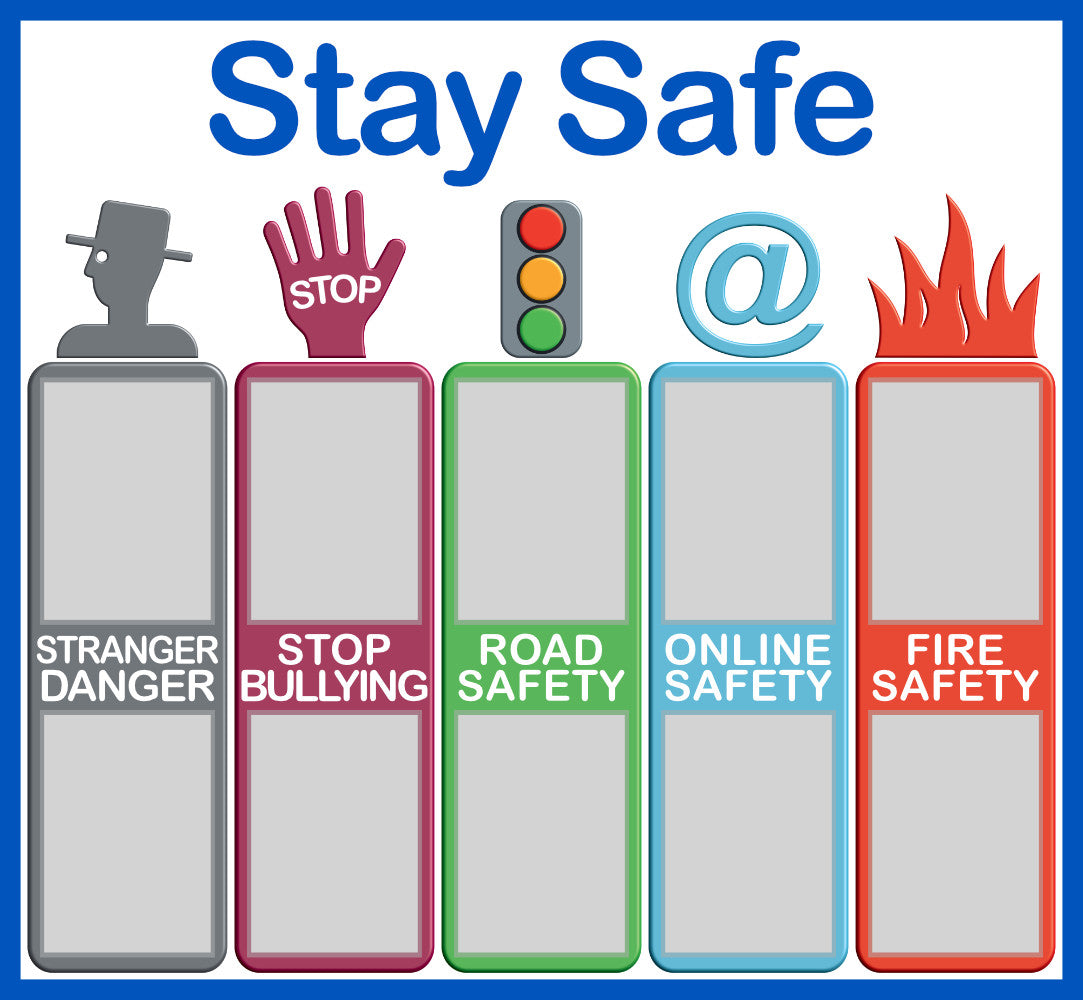 STAY SAFE noticeboard FOAMEX 5mm - 130x120cm