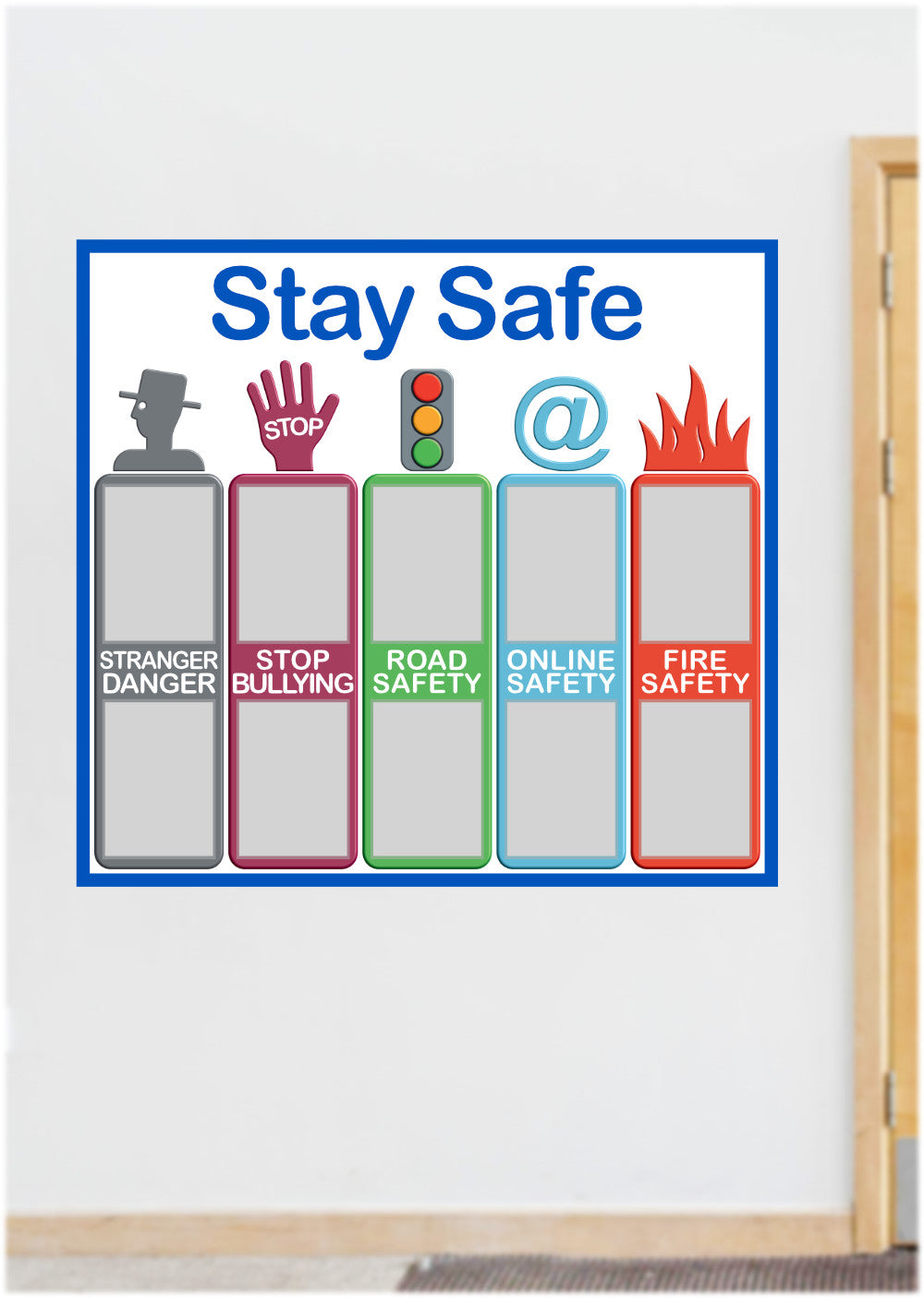 STAY SAFE noticeboard FOAMEX 5mm - 130x120cm