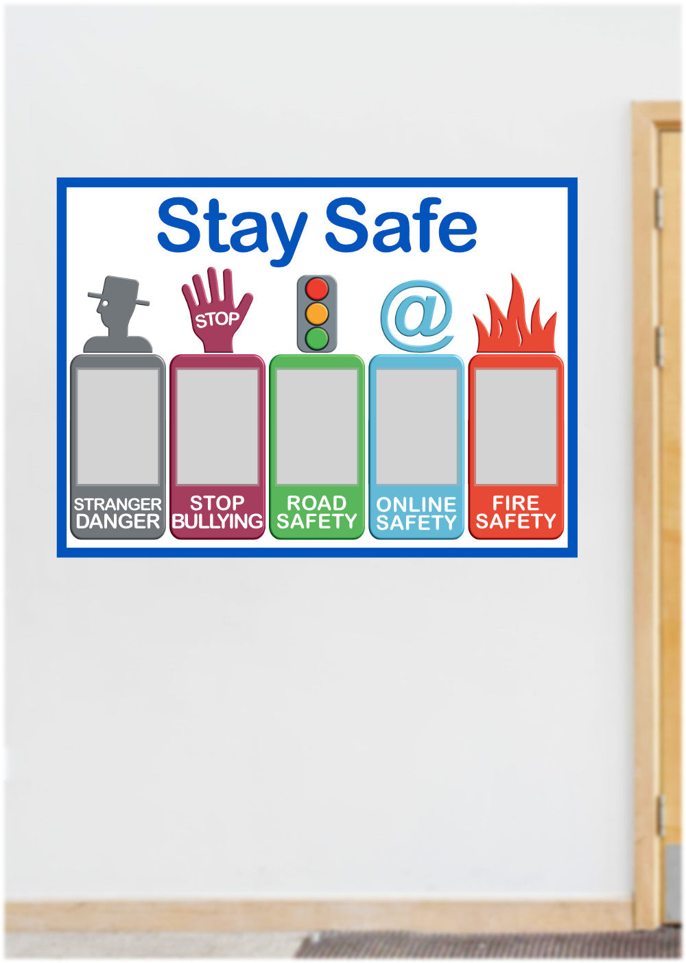 STAY SAFE noticeboard FOAMEX 5mm - 130x95cm