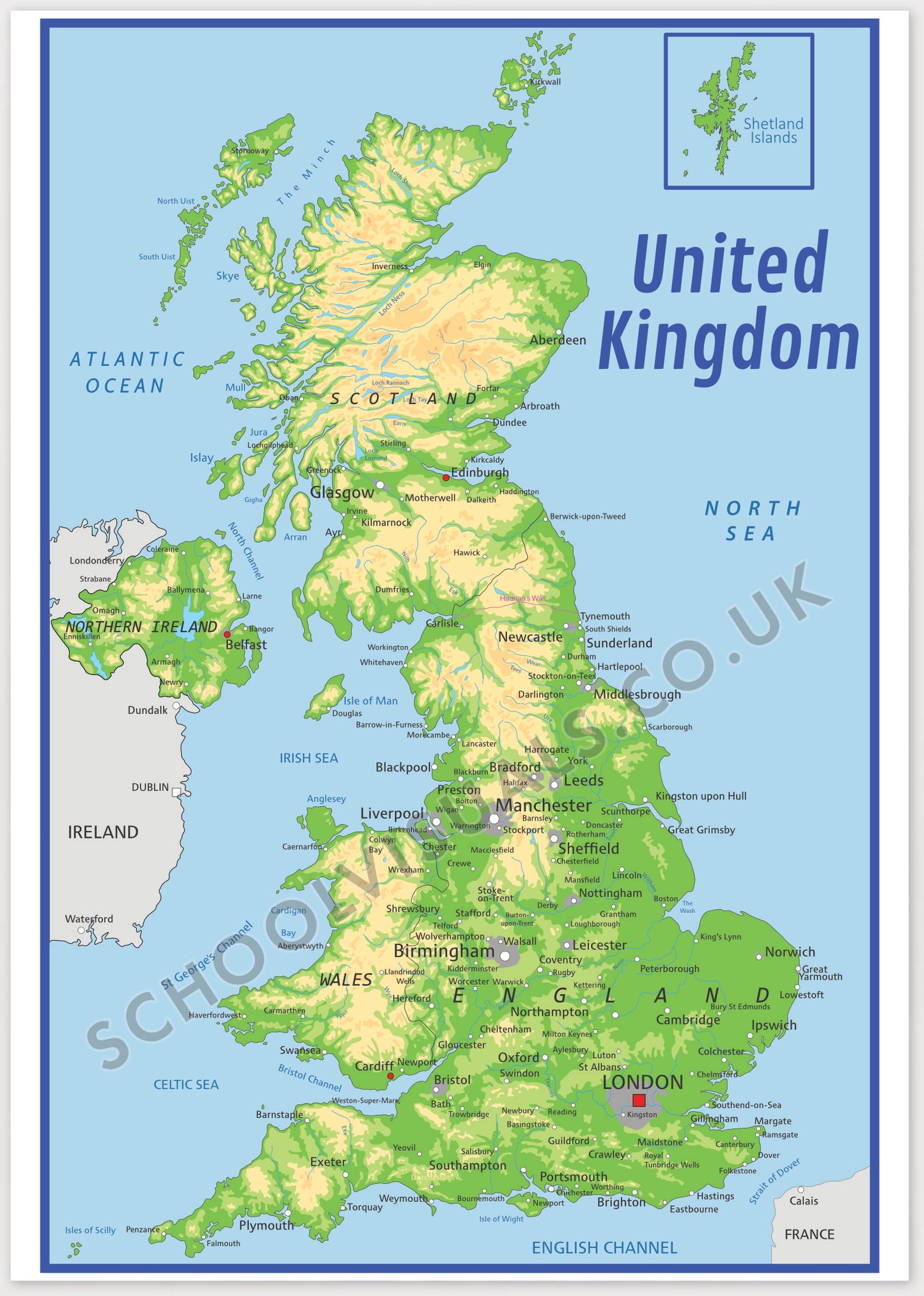 UK MAP - geographical map Poster